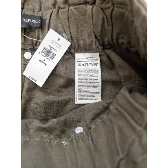 Banana Republic Cotton Linen Blend Khaki Green Paperbag Belted Shorts - Picture 6 of 7